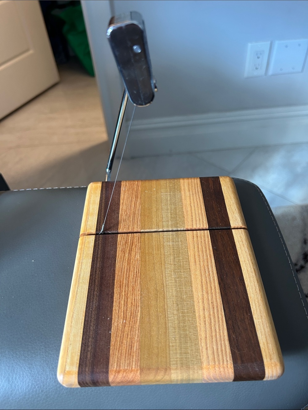 NWOT Wooden Striped Cheese Slicer - Natural Brown